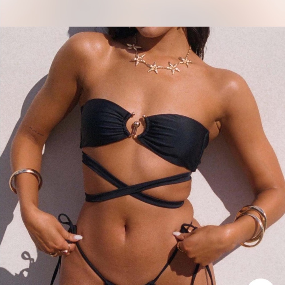 Princess Polly Black Wrap Bikini TOP